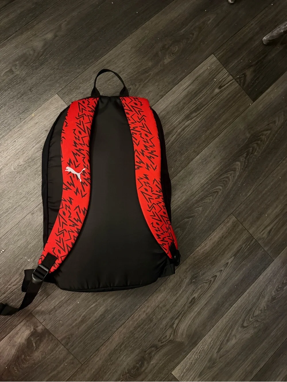Puma Black Backpack with Red Graphic Front Panel